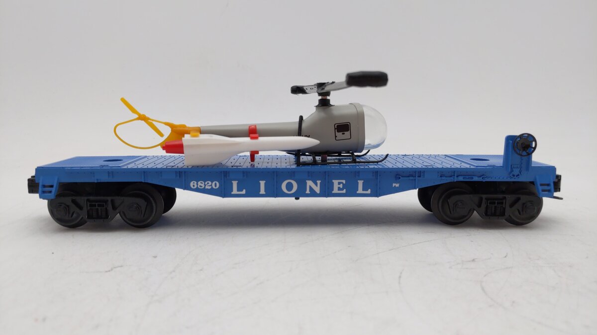 Lionel 6-27935 O Gauge Flat Car w/ Helicopter & Little John Rockets #6820