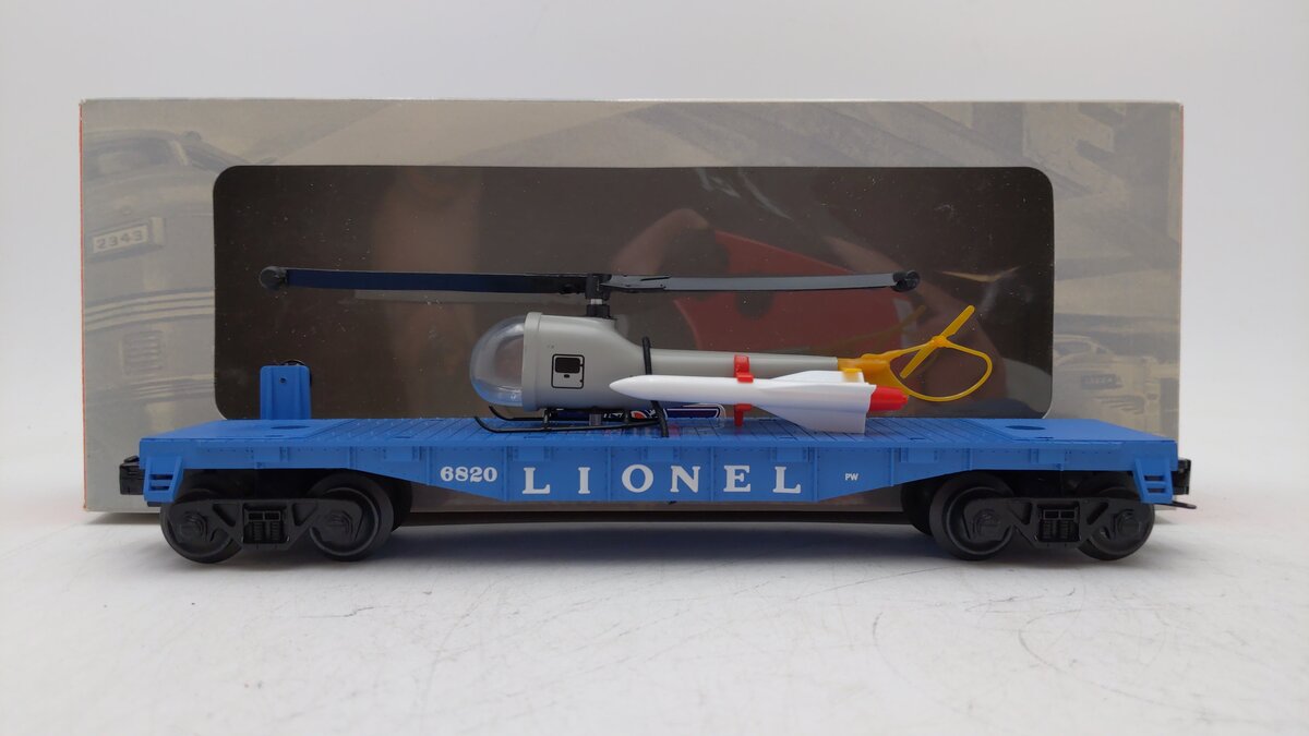Lionel 6-27935 O Gauge Flat Car w/ Helicopter & Little John Rockets #6820
