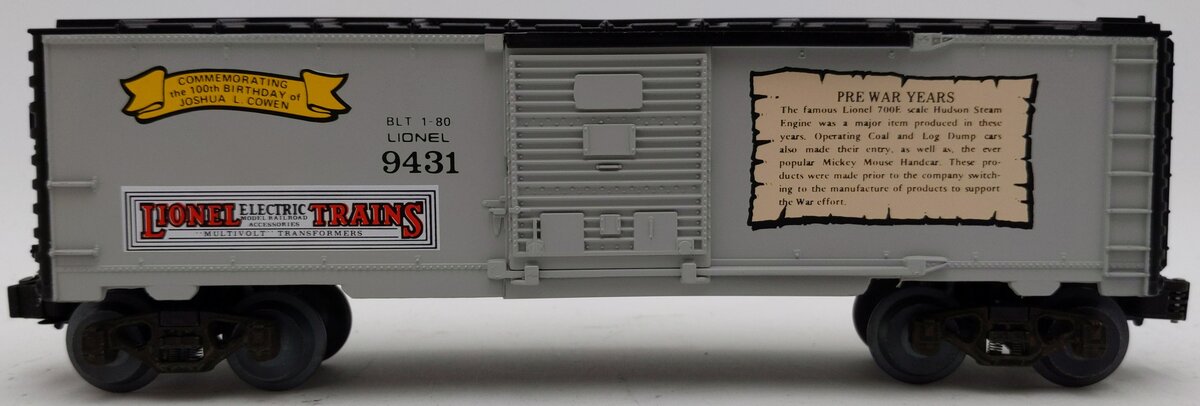 Lionel 6-9431 O Gauge Joshua Lionel Cowen The Prewar Years Boxcar LN/Box
