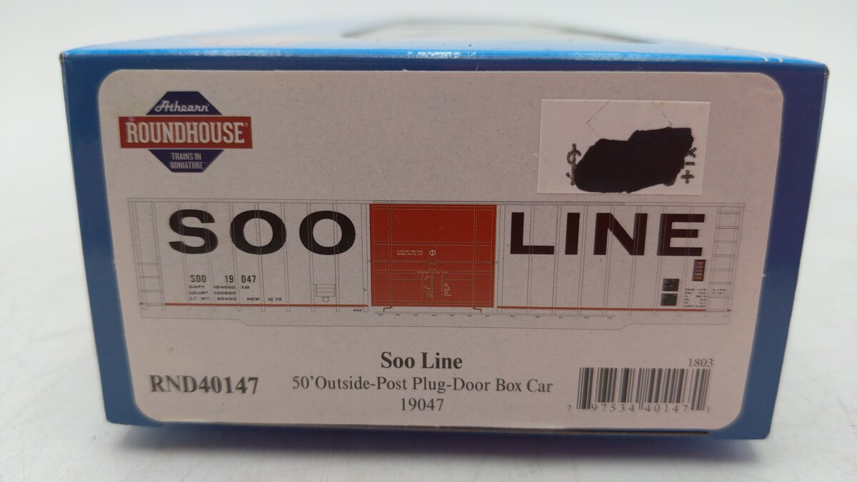 Roundhouse 40147 HO SOO 50' OB Plug Door Box #19047