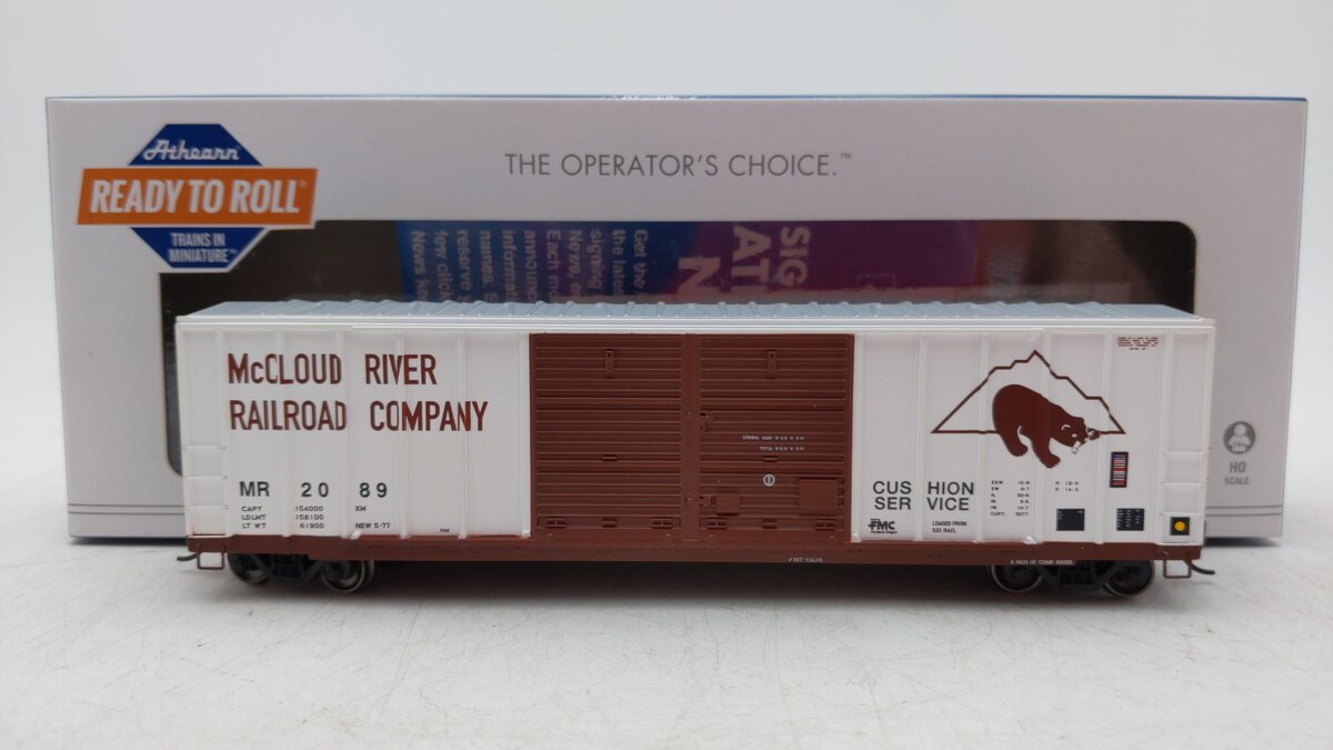 Athearn 27207 HO McCloud River RTR 50' FMC Centered Double Door Box Car #2089
