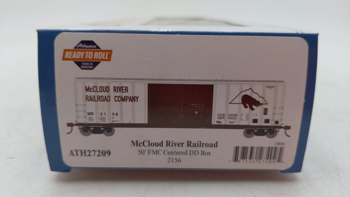 Athearn 27209 HO McCloud River RTR 50' FMC Centered Double Door Box Car #2156