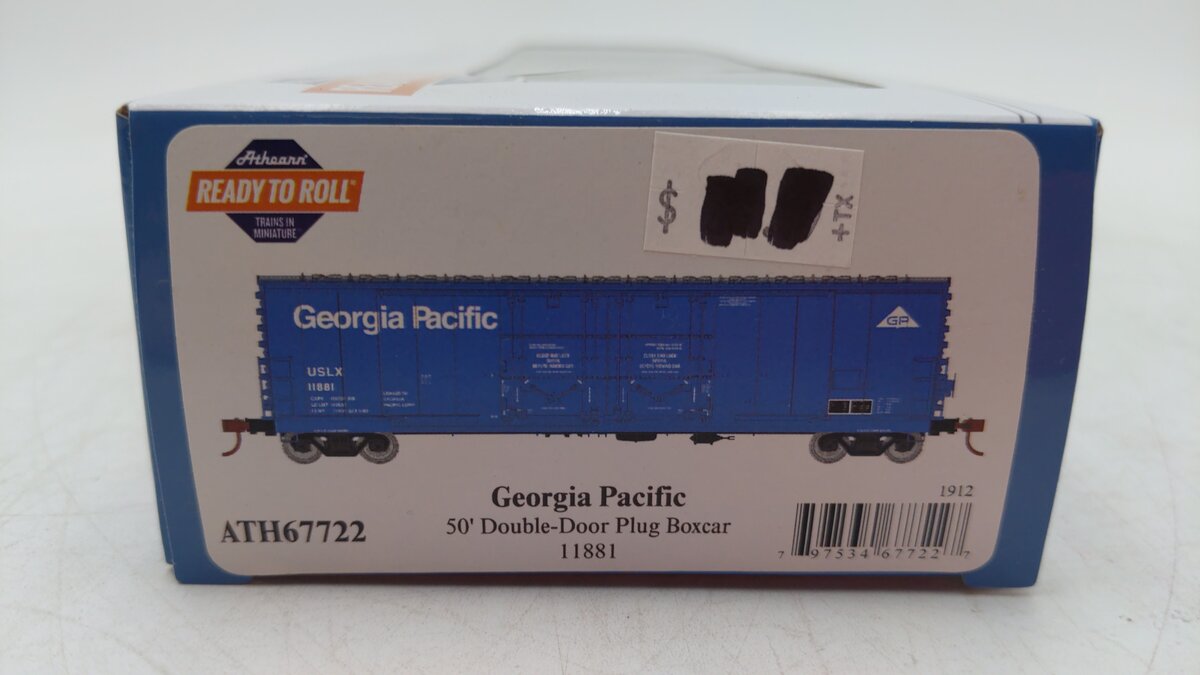 Athearn 67722 HO Georgia Pacific USLX 50' Evans Double Door Plug Boxcar #11881