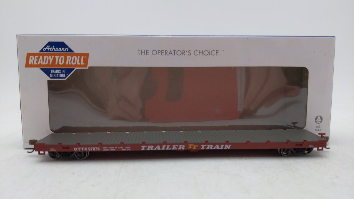 Athearn 92692 HO Trailer Train 60' Ready-to-Run Brown Flat Car #97076
