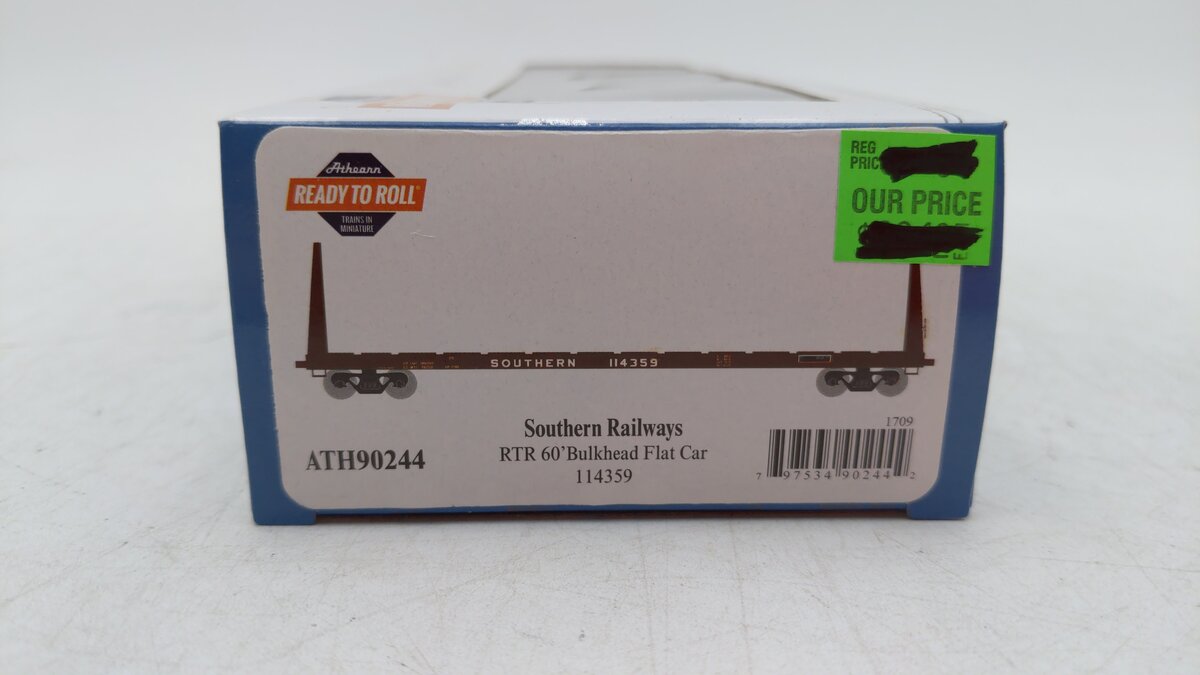 Athearn 90244 HO Southern RTR 60' Bulkhead Flat #114359