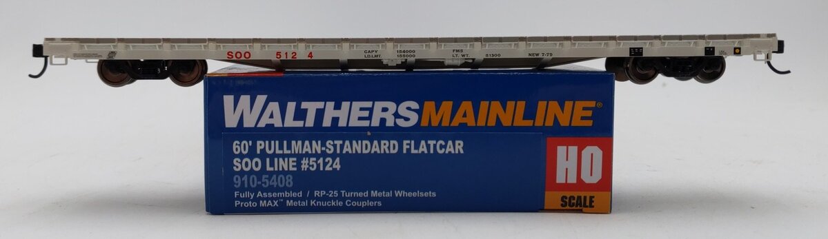 Walthers 910-5408 HO SOO Line 60' Pullman-Standard Flatcar #5124