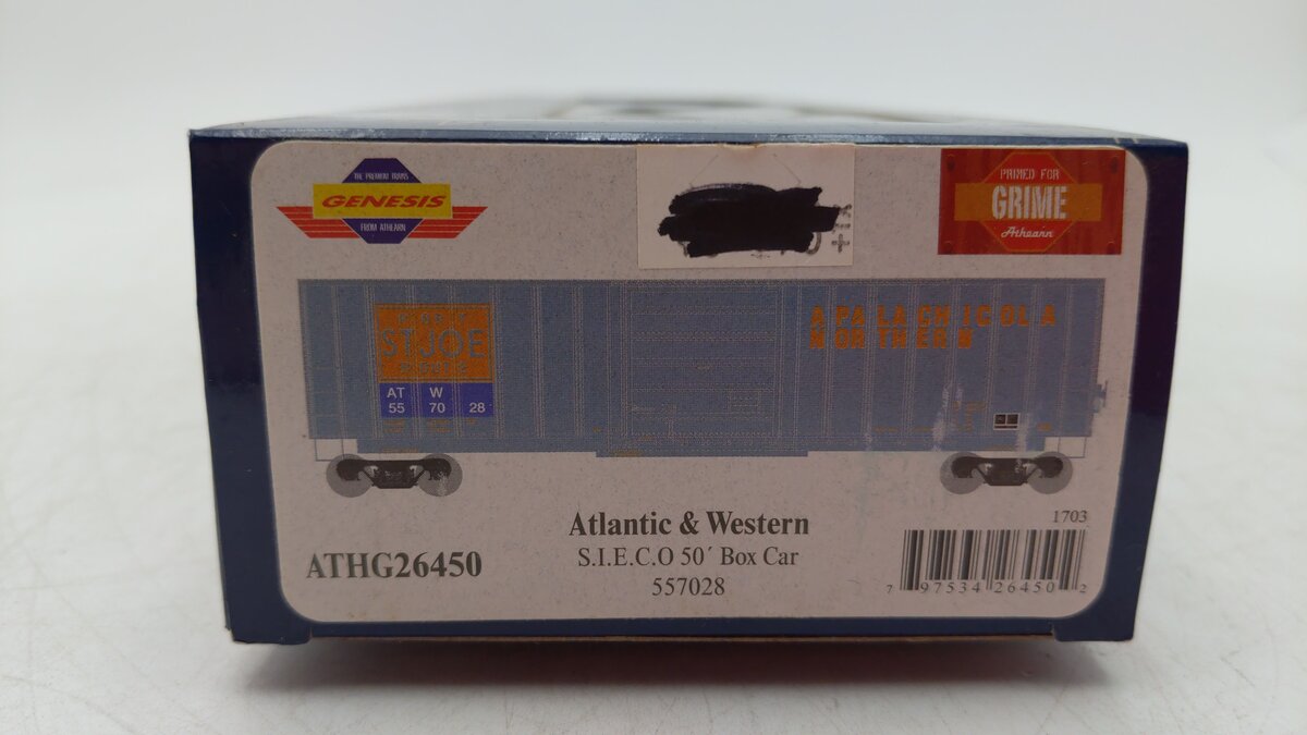 Athearn G26450 HO Atlantic & Western 50' SIECO Box #557028