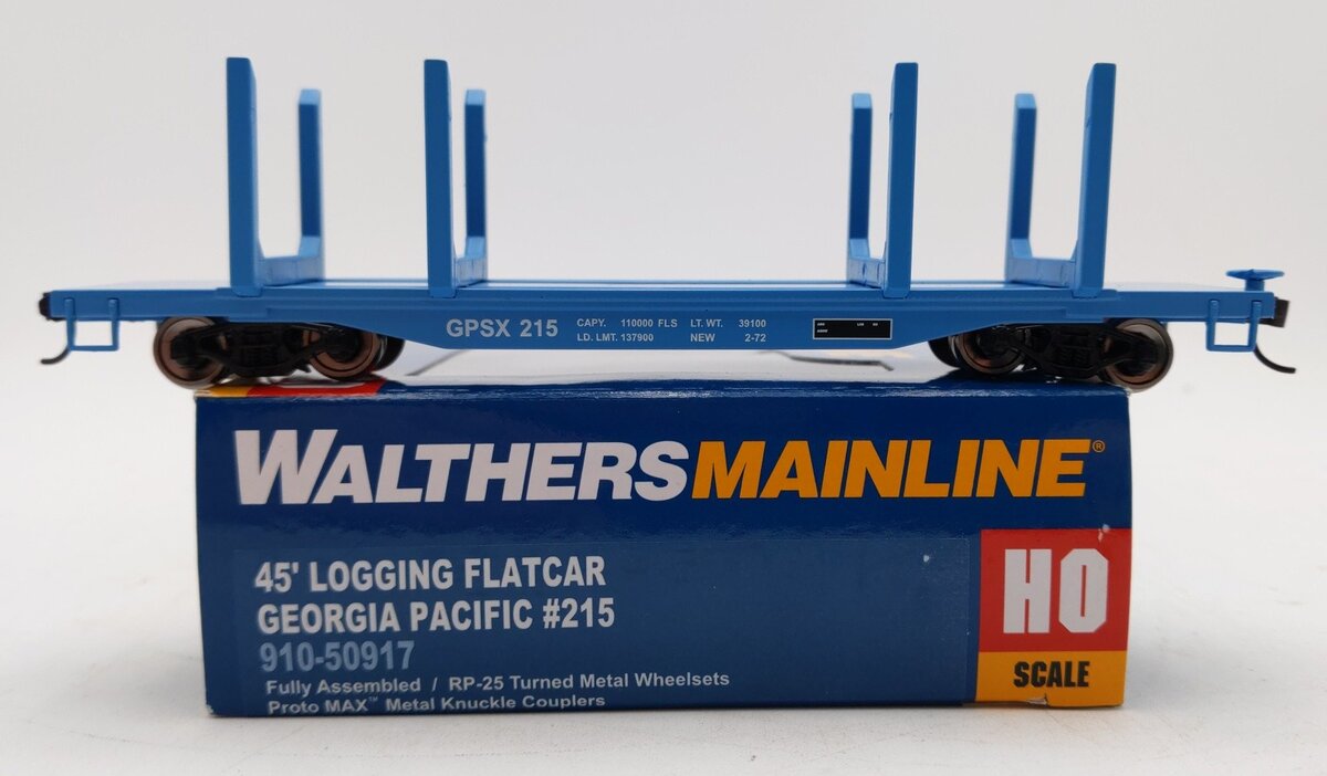 Walthers 910-50917 HO Georgia Pacific Ready to Run 45' Logging Flatcar #215