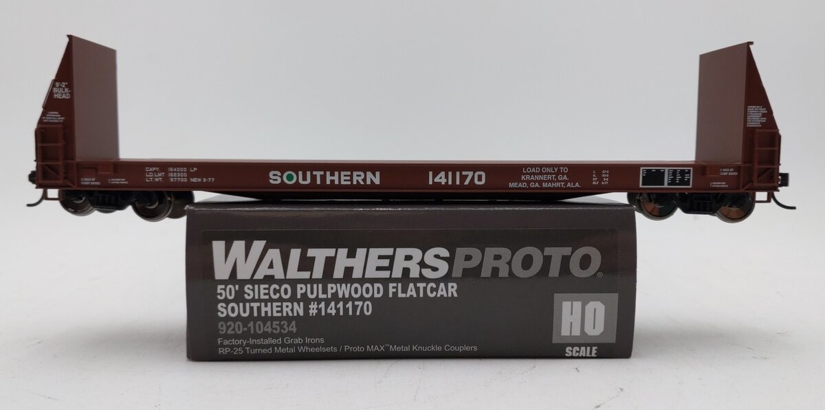 Walthers 920-104534 HO Southern 50' Sieco Pulpwood Flatcar #141170