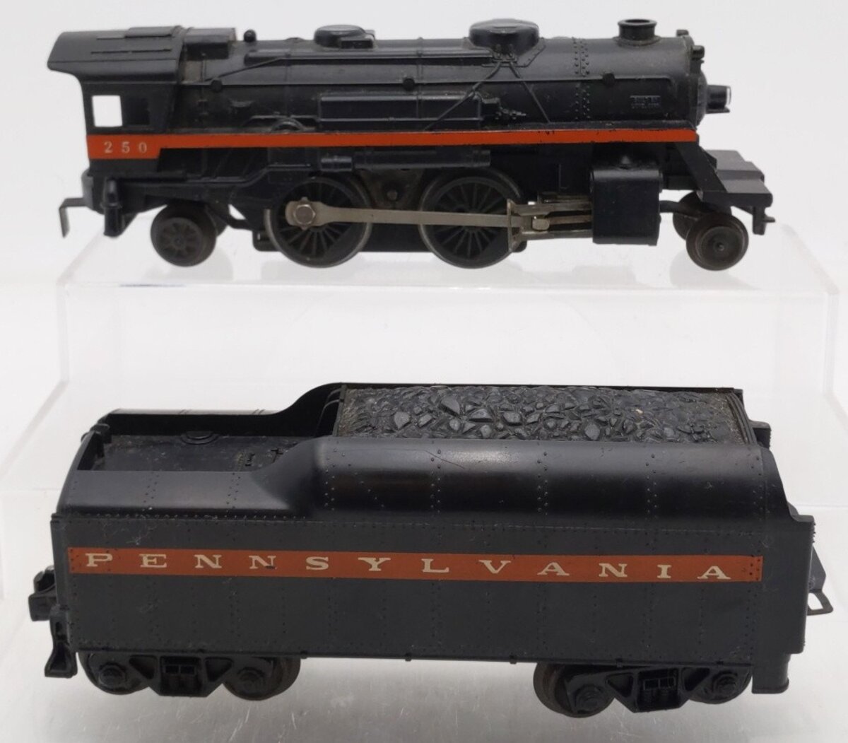 Lionel 250 Vintage O Pennsy Orange Stripe 2-4-2 Steam Loco with 250T Tender VG