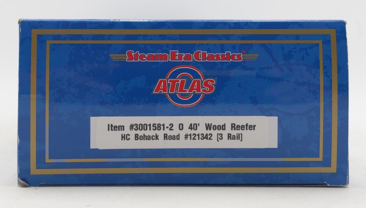Atlas 3001581-2 O Gauge HC Bohack Road 40' Wood Reefer #121342 (3-Rail) LN/Box