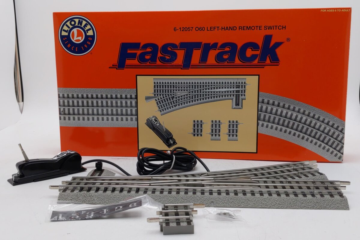 Lionel 6-12057 O60 Left Hand Remote-Control FasTrack Switch Turnout LN/Box