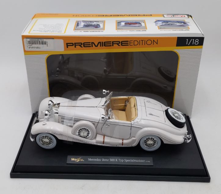 Maisto 36862 1:18 1936 Mercedes Benz 500K Type Special Roadster (White) LN/Box