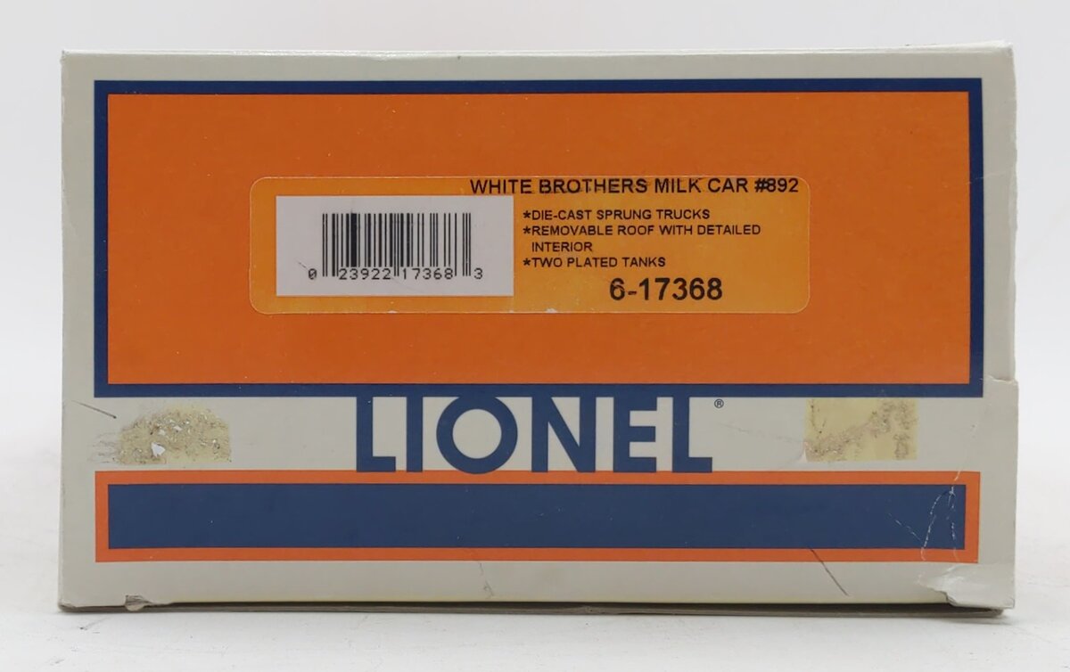 Lionel 6-17368 O Gauge White Brothers Milk Billboard Refrigerator Car #892 LN/Box