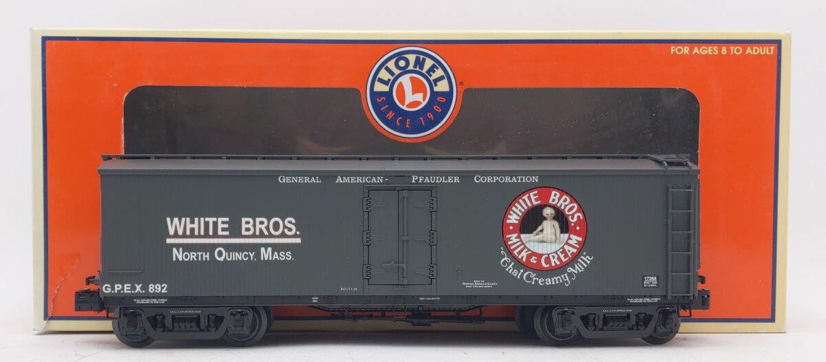 Lionel 6-17368 O Gauge White Brothers Milk Billboard Refrigerator Car #892 LN/Box