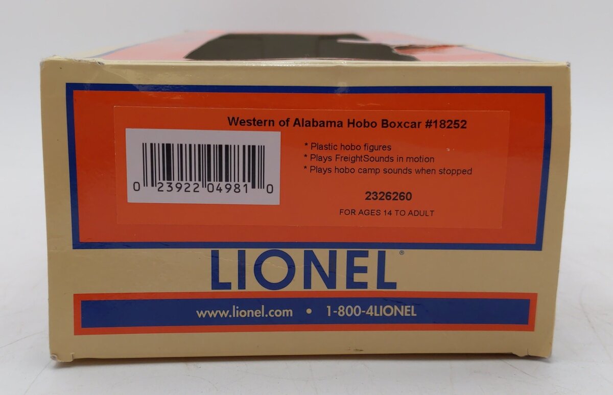 Lionel 2326260 O Western of Alabama Hobo Boxcar #18252 LN/Box