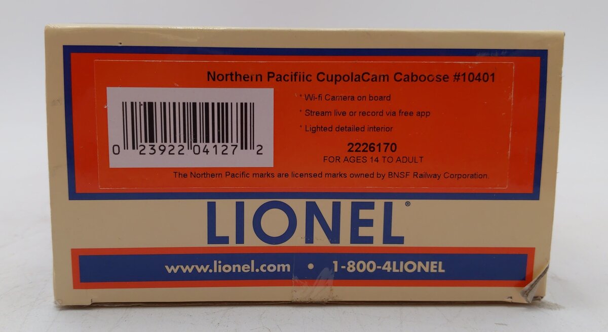 Lionel 2226170 O Northern Pacific CupolaCam Caboose #10401