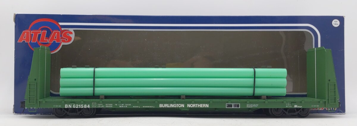 Atlas 2002606 O Burlington Northern 62' Trainman® Bulkhead Flat Car (3-Rail)