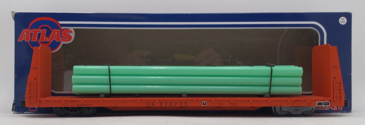 Atlas 2002607 O Illinois Central Gulf Trainman® 62' Bulkhead Flat Car - 3 Rail
