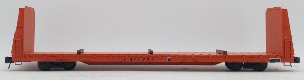 Atlas 2002607 O Illinois Central Gulf Trainman® 62' Bulkhead Flat Car - 3 Rail
