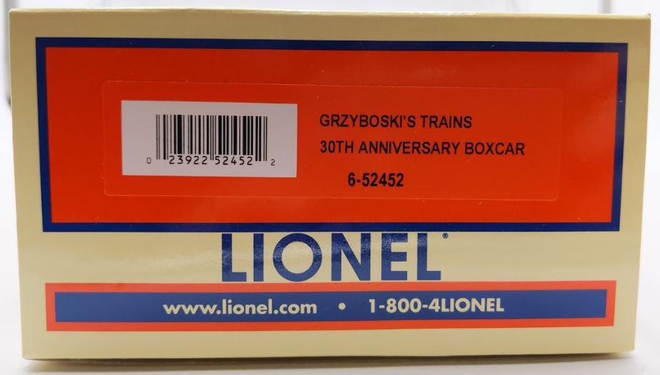 Lionel 6-52452 O Gauge Grzyboski's Trains 30th Anniversary Boxcar LN/Box