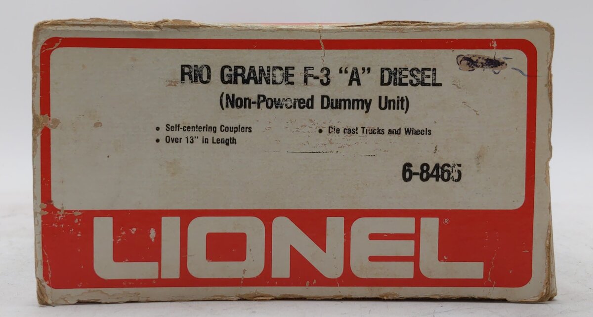 Lionel 6-8465 O Gauge Rio Grande F3A Dummy Diesel Locomotive EX/Box