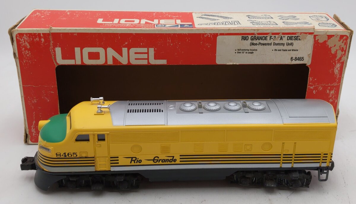 Lionel 6-8465 O Gauge Rio Grande F3A Dummy Diesel Locomotive EX/Box
