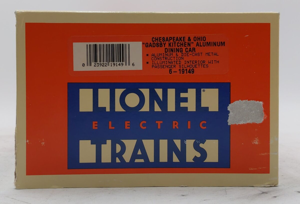 Lionel 6-19149 O Chesapeake & Ohio Aluminum "Gadsby Kitchen" Diner Car #1950 EX/Box
