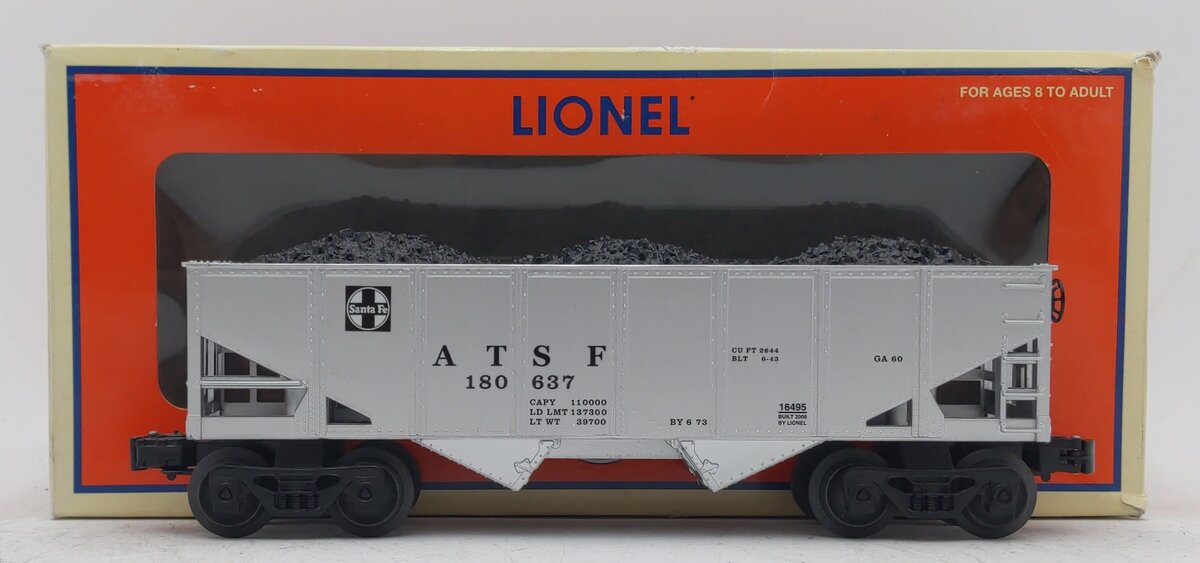 Lionel 6-16495 O Scale ATSF Hopper Car w/Coal Load #180637 LN/Box