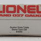 Lionel 6-6302 O Gauge Quaker State Triple Dome Tank Car LN/Box