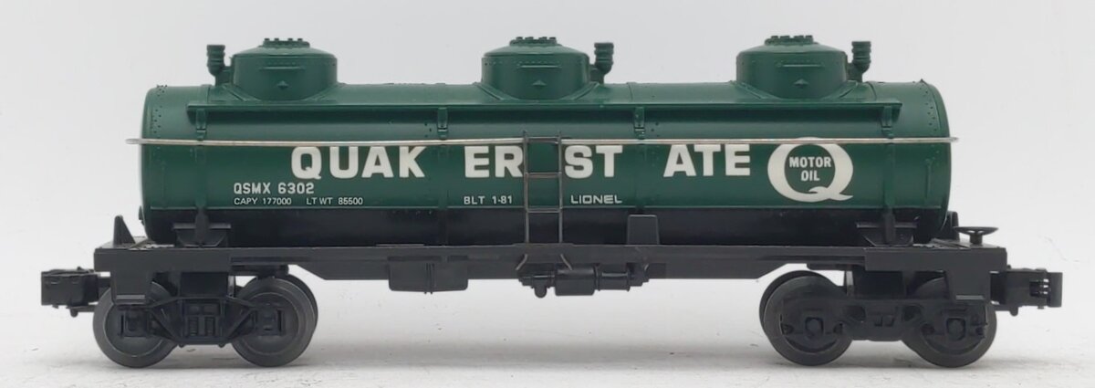 Lionel 6-6302 O Gauge Quaker State Triple Dome Tank Car LN/Box