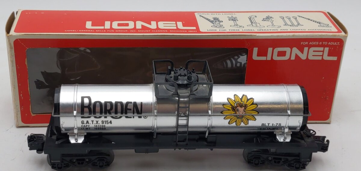 Lionel 6-9154 O Gauge Borden Plated Tank Car LN/Box