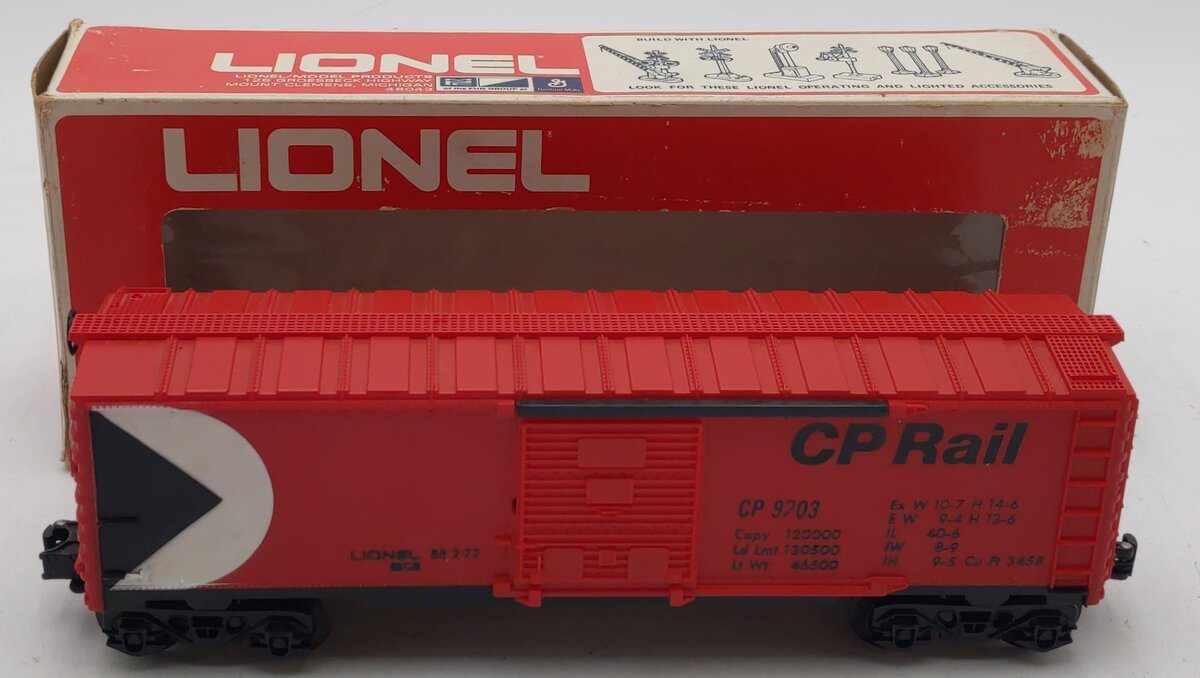 Lionel 6-9703 O Gauge CP Rail Red Box Car LN/Box