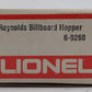 Lionel 6-9260 O Gauge Reynolds Billboard Covered Hopper #9260 LN/Box