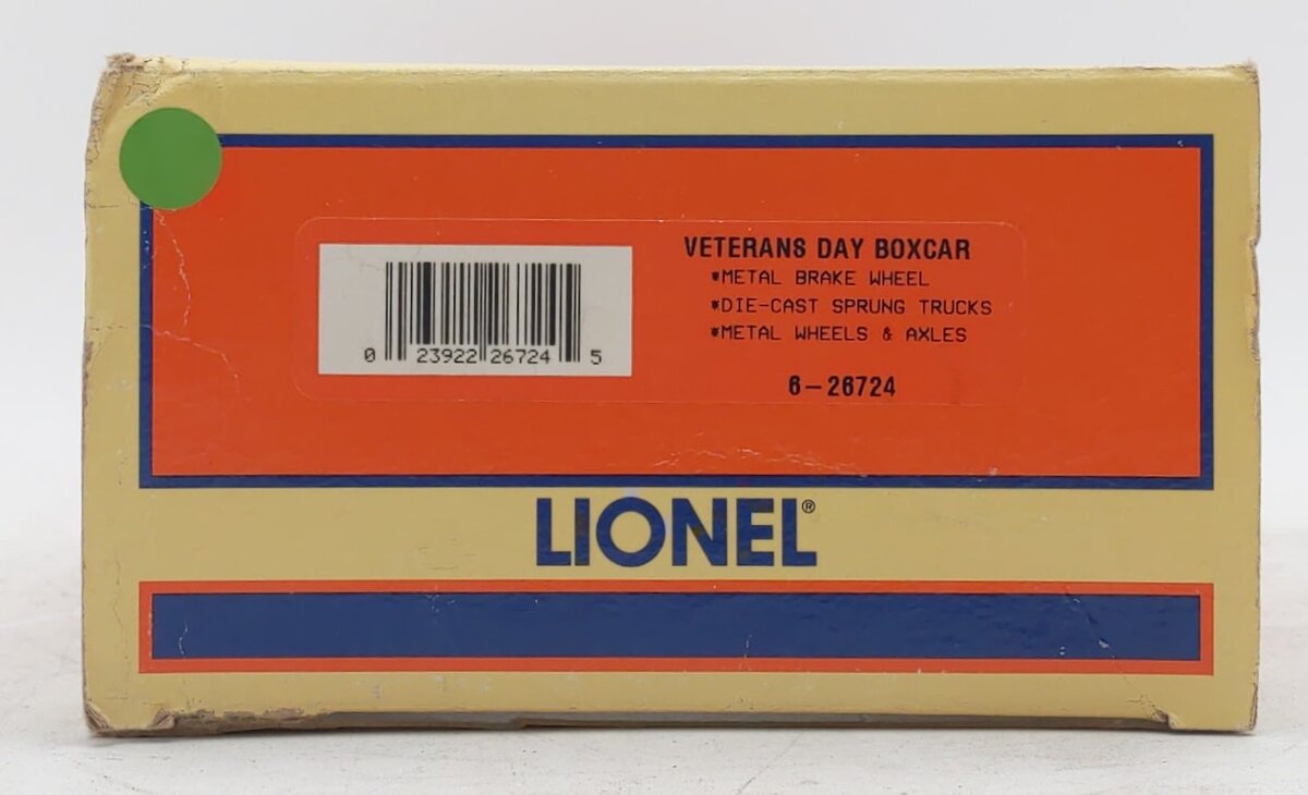Lionel 6-26724 O Gauge Veterans Day Boxcar #9700 LN/Box