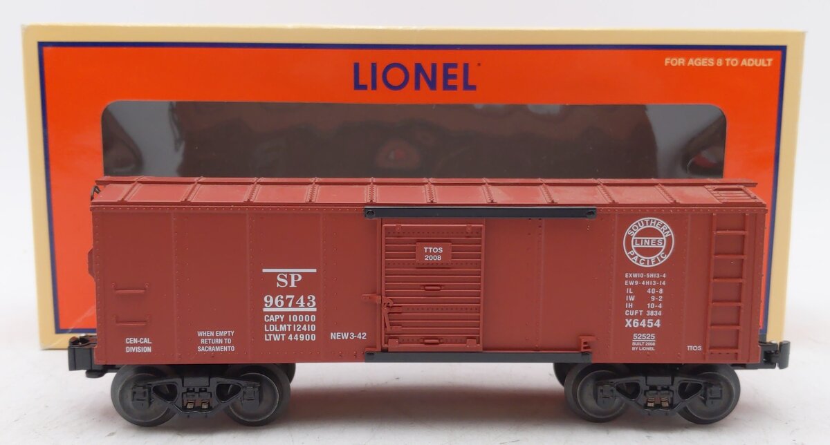 Lionel 6-52525 O Gauge TTOS 2008 Southern Pacific X6454 Boxcar #96743 LN/Box