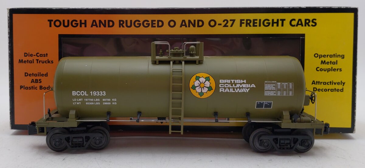 MTH 30-73333 O Gauge British Columbia Mdoern Tank Car #19333 NIB