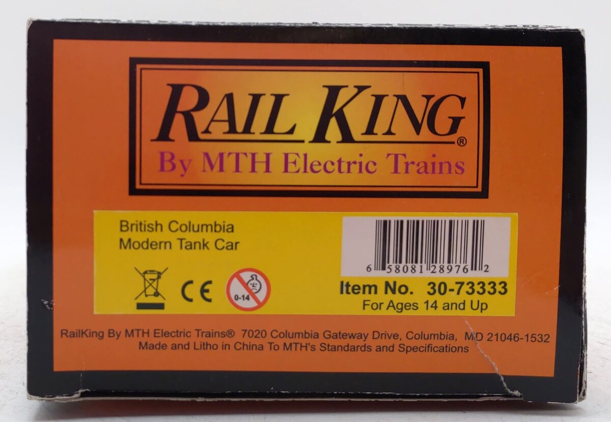 MTH 30-73333 O Gauge British Columbia Mdoern Tank Car #19333