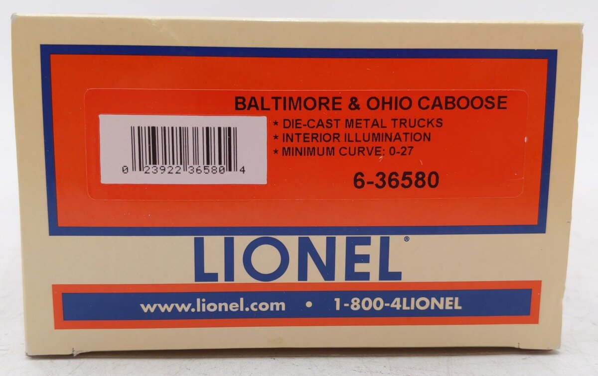 Lionel 6-36580 O Gauge Baltimore & Ohio Lighted Caboose #C2047