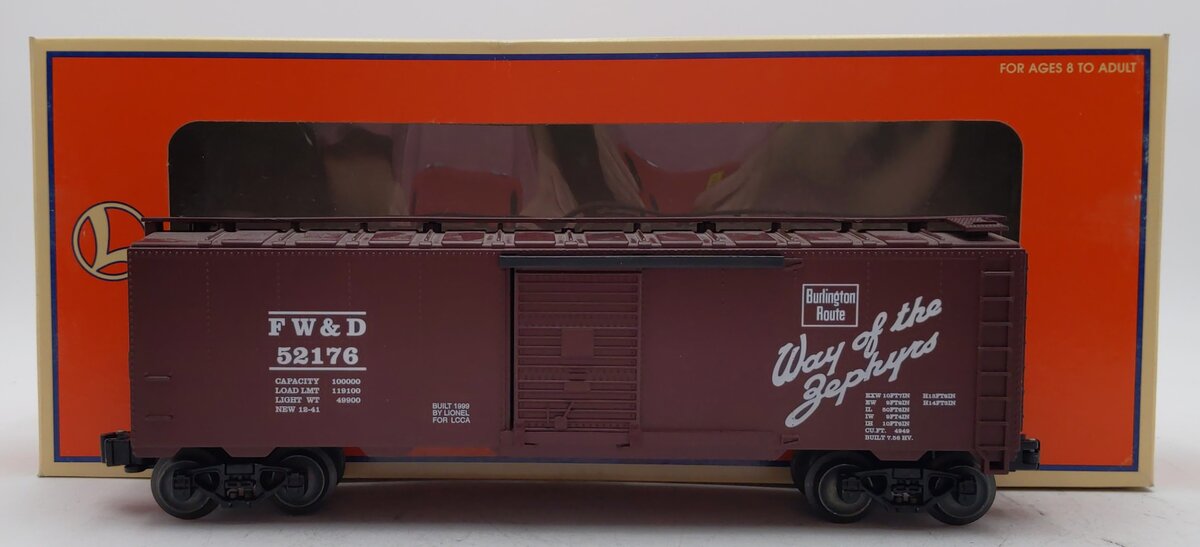Lionel 6-52176 O Gauge FW&D Burlington "Way of Zephyrs" Boxcar #52176 LN/Box