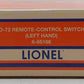 Lionel 6-65166 O Gauge O72 Left Hand Remote Control Switch EX/Box