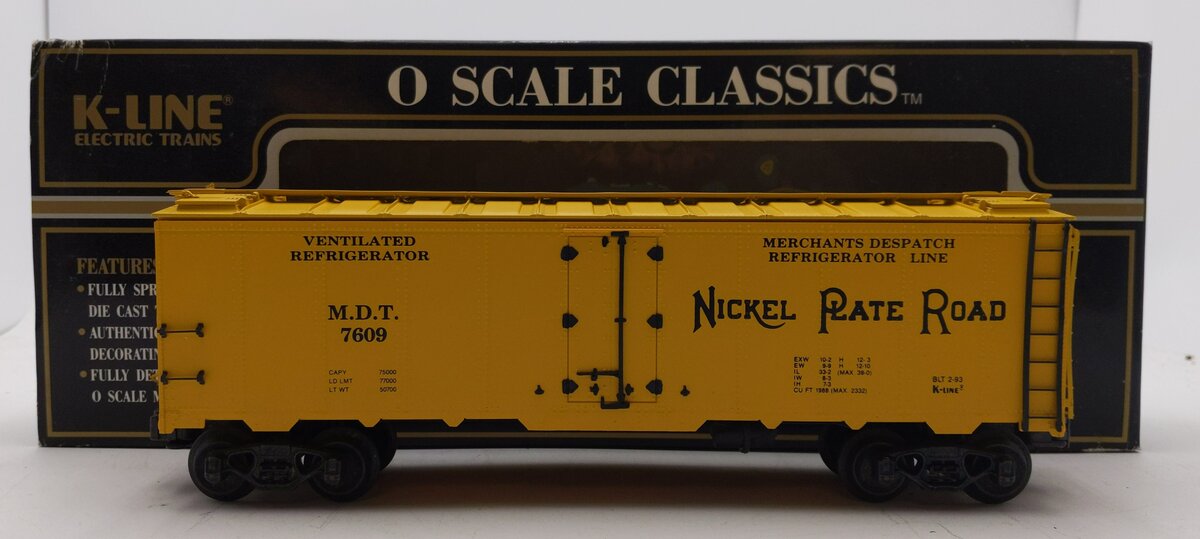 K-Line K7609 O Gauge Nickel Plate Road Reefer Car #7609 LN/Box