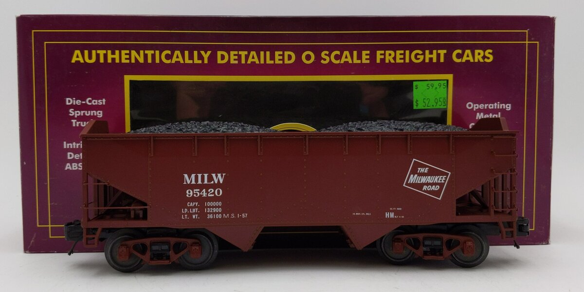 MTH 20-97820 O Milwaukee Premier 2-Bay Offset-Side Steel Hopper Car