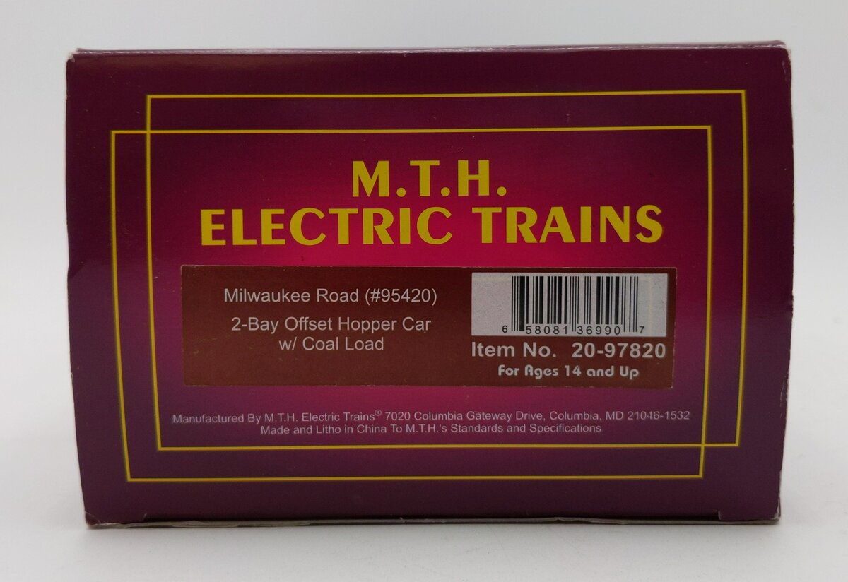 MTH 20-97820 O Milwaukee Premier 2-Bay Offset-Side Steel Hopper Car