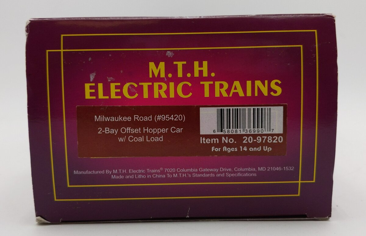MTH 20-97820 O Milwaukee Premier 2-Bay Offset-Side Steel Hopper Car