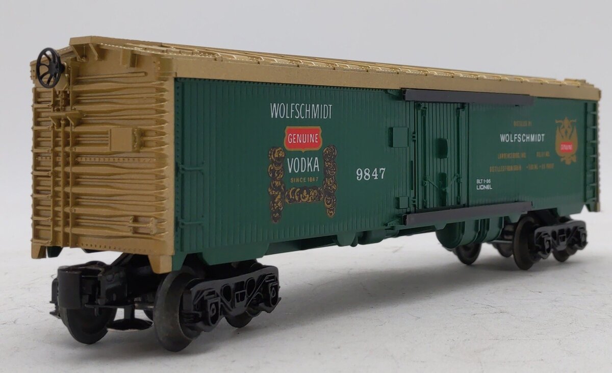 Lionel 6-9847 O Gauge Wolfschmidt Vodka Billboard Refrigerator Car LN/Box