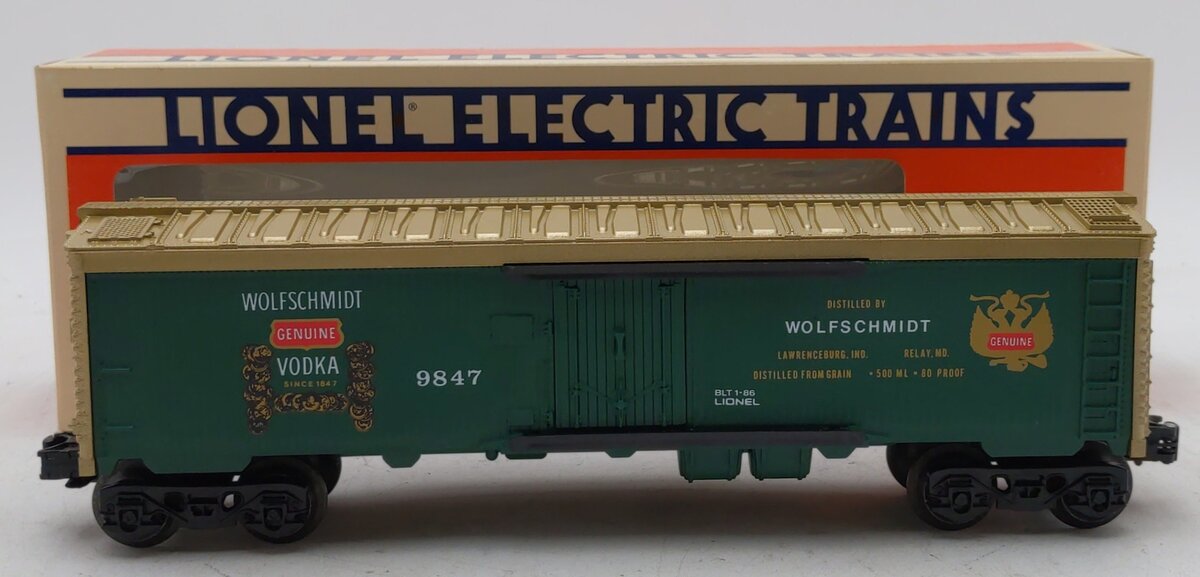 Lionel 6-9847 O Gauge Wolfschmidt Vodka Billboard Refrigerator Car LN/Box