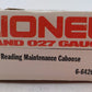 Lionel 6-6426 O Gauge Reading Maintenance Caboose