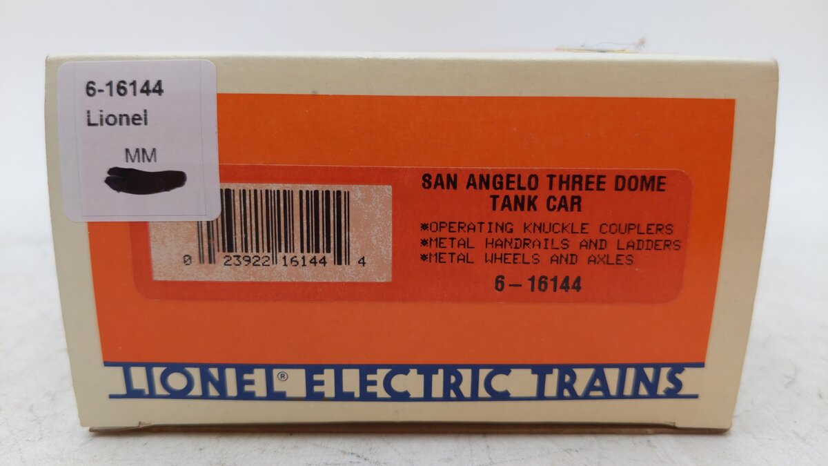 Lionel 6-16144 O Gauge San Angelo 3-Dome Tank Car #16144 LN/Box