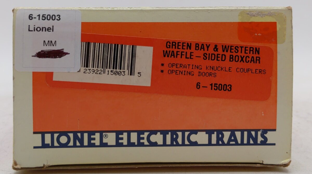 Lionel 6-15003 O Gauge Green Bay & Western Waffle-Side Boxcar